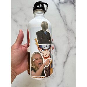 White metal water bottle stickers comedy novelty humor